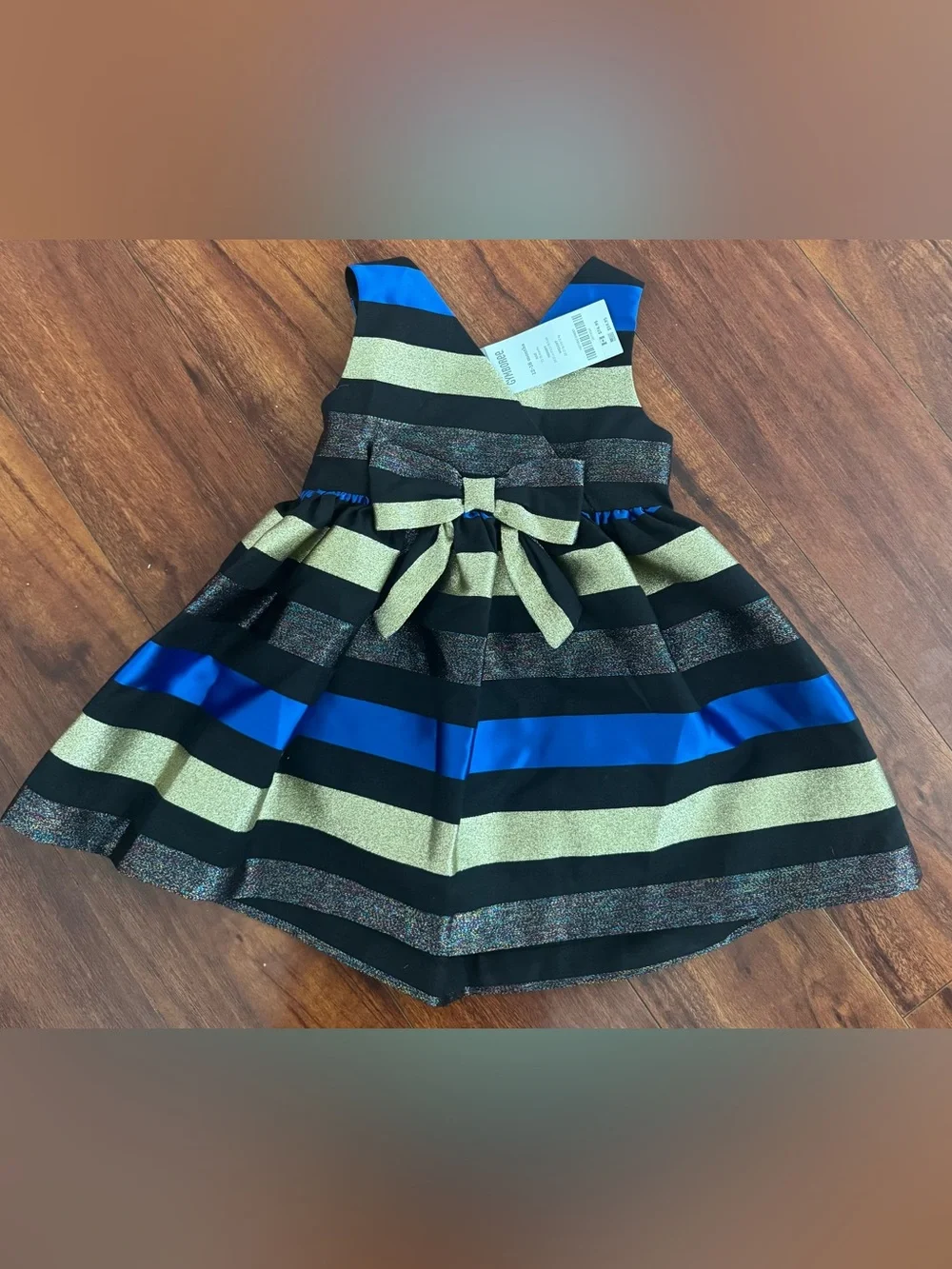 Gymboree Blue, Gold & Black Striped Party Dress